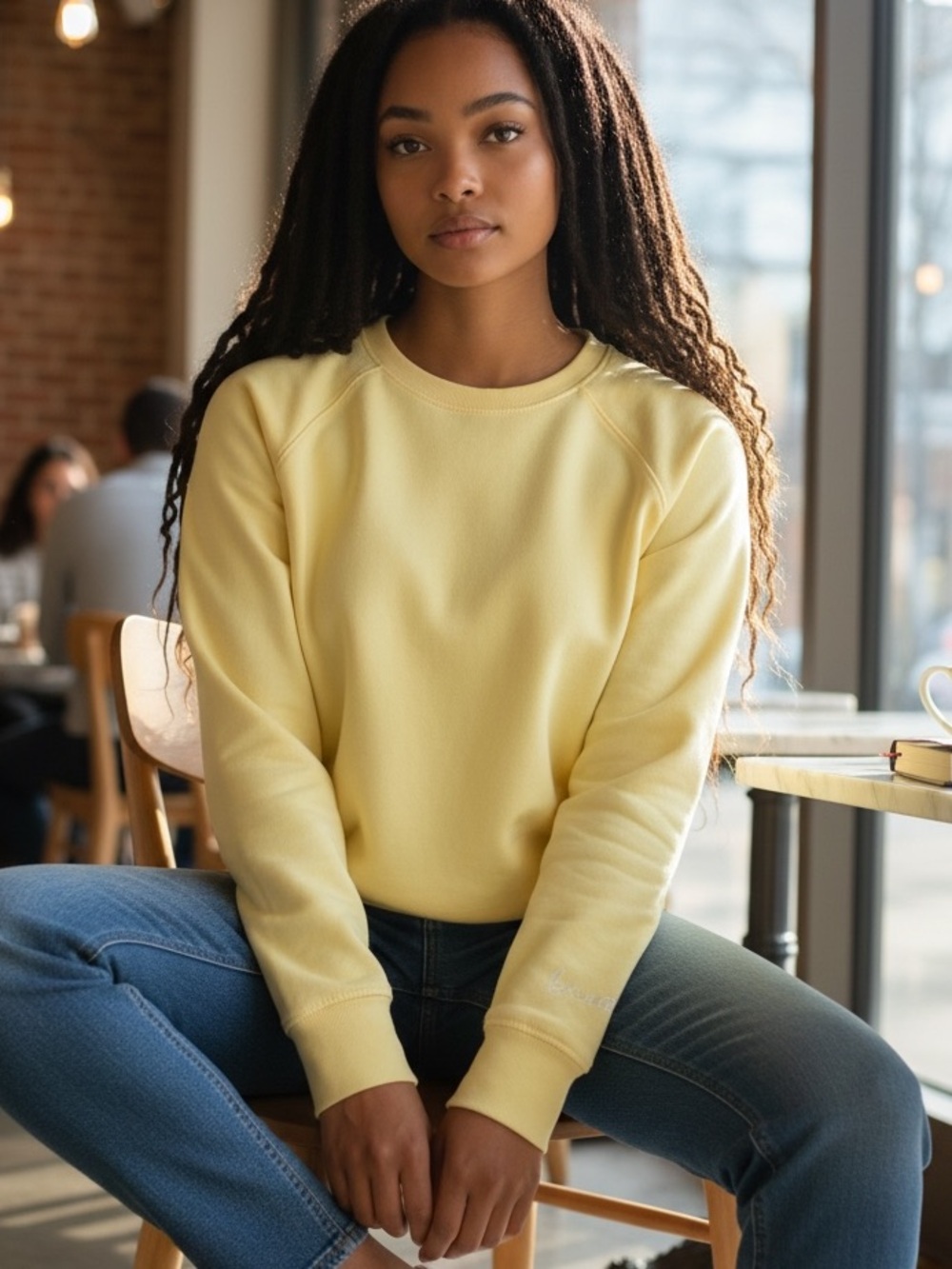 Amy Kuschel Breathe Yellow Crewneck Sweatshirt Made in California Size large